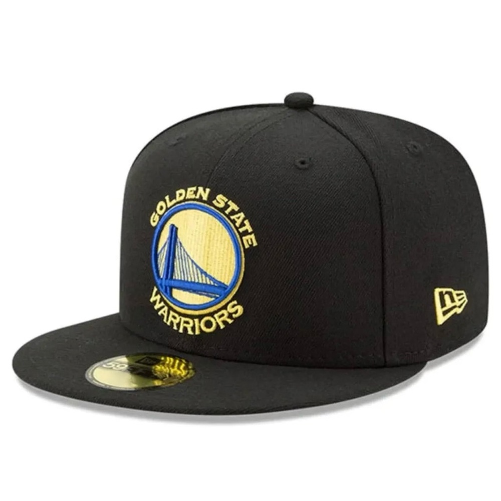 New Era NBA Golden State Warriors Black UV 59FIFTY Fitted Hat Size 7 3/8 NWT - Picture 2 of 7